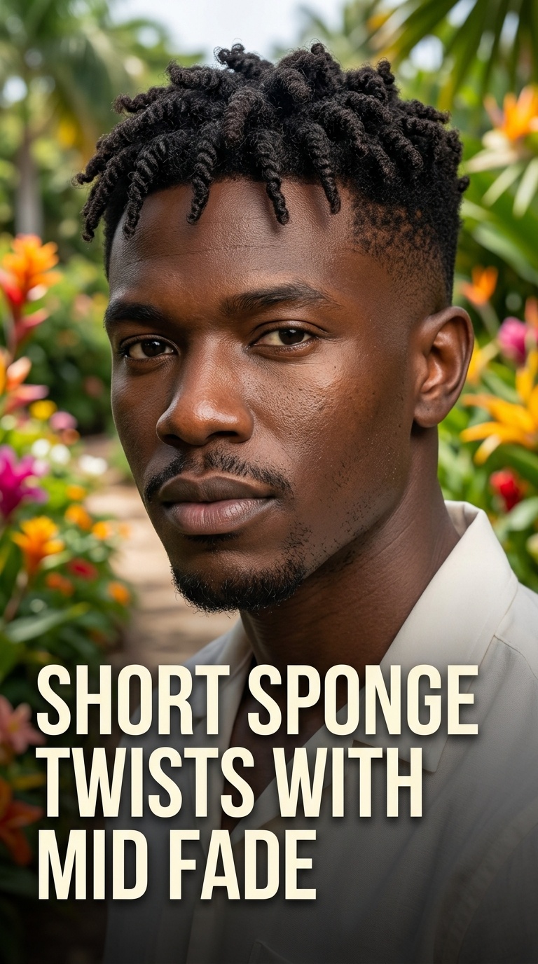 Short Sponge Twists with Mid Fade