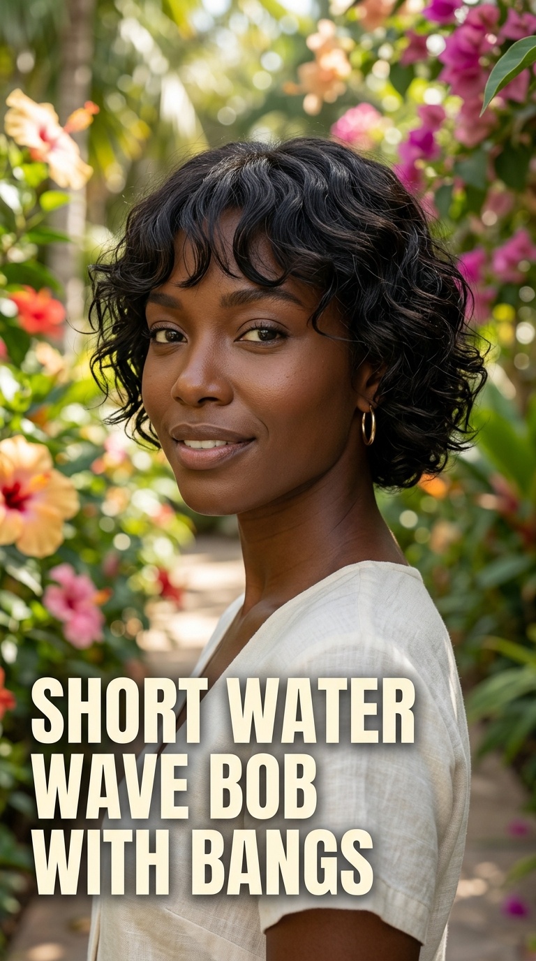 Short Water Wave Bob with Bangs