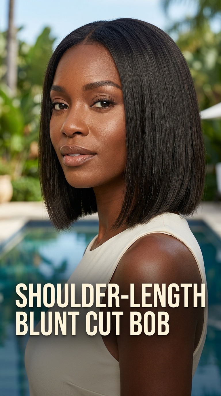 Shoulder-Length Blunt Cut Bob