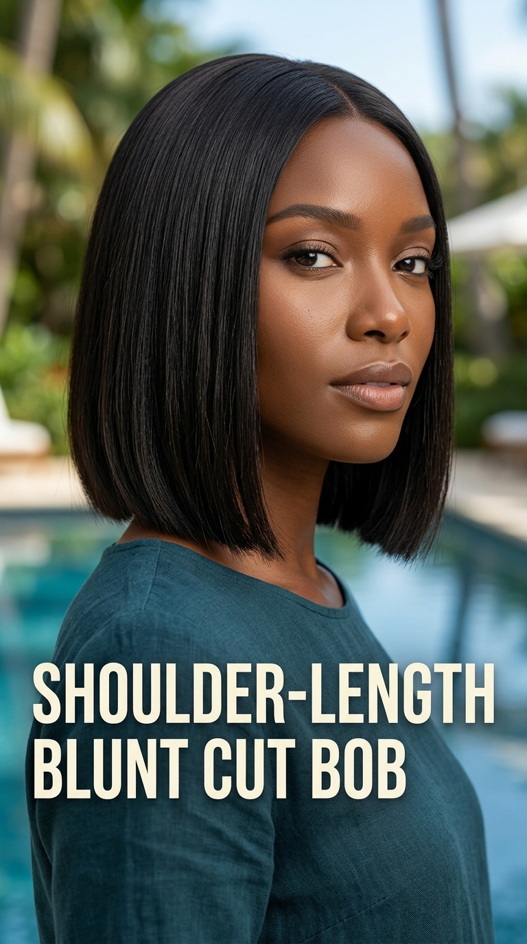 Shoulder-Length Blunt Cut Bob