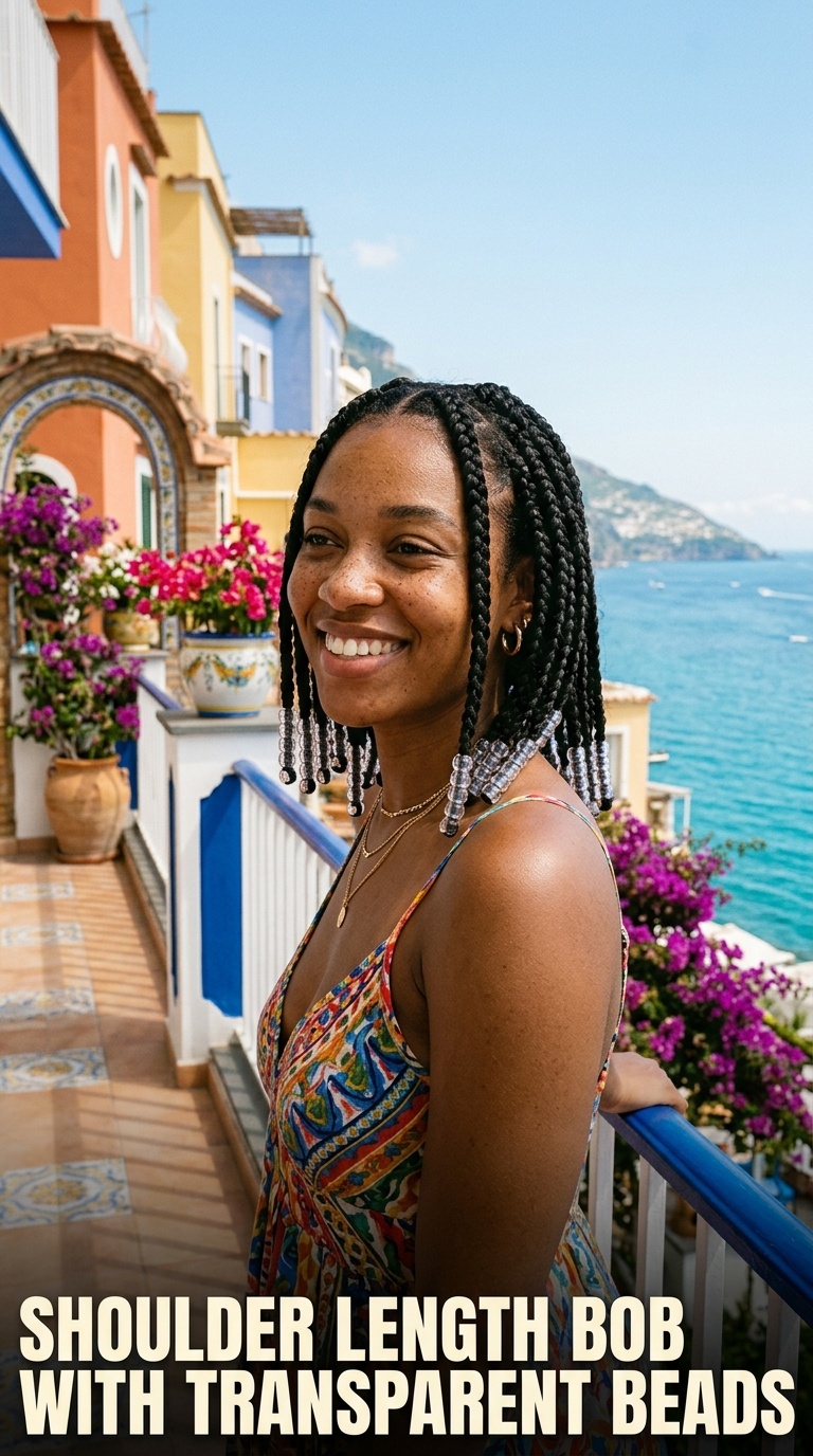 Shoulder Length Bob with Transparent Beads