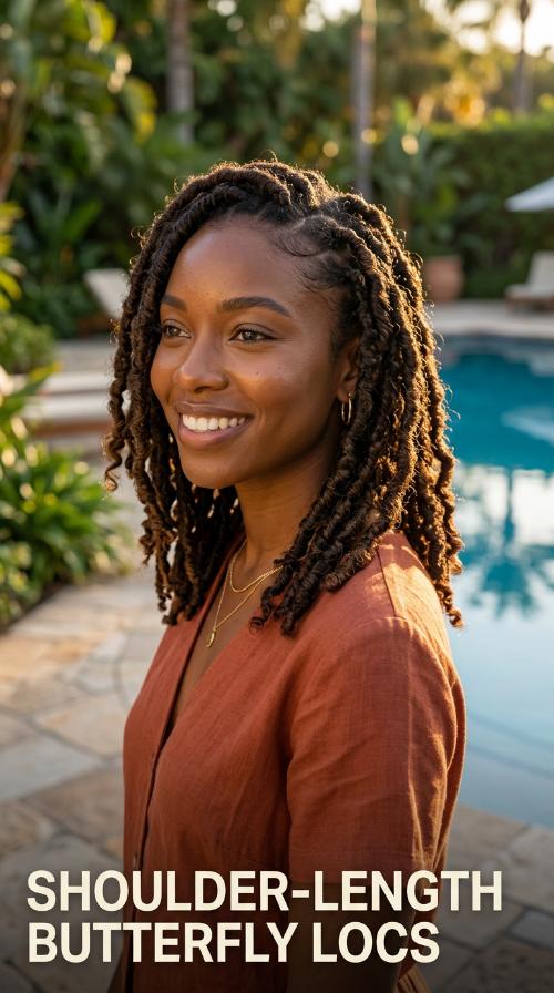 Shoulder-Length Butterfly Locs