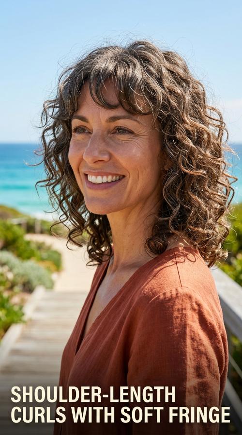 Shoulder-Length Curls with Soft Fringe