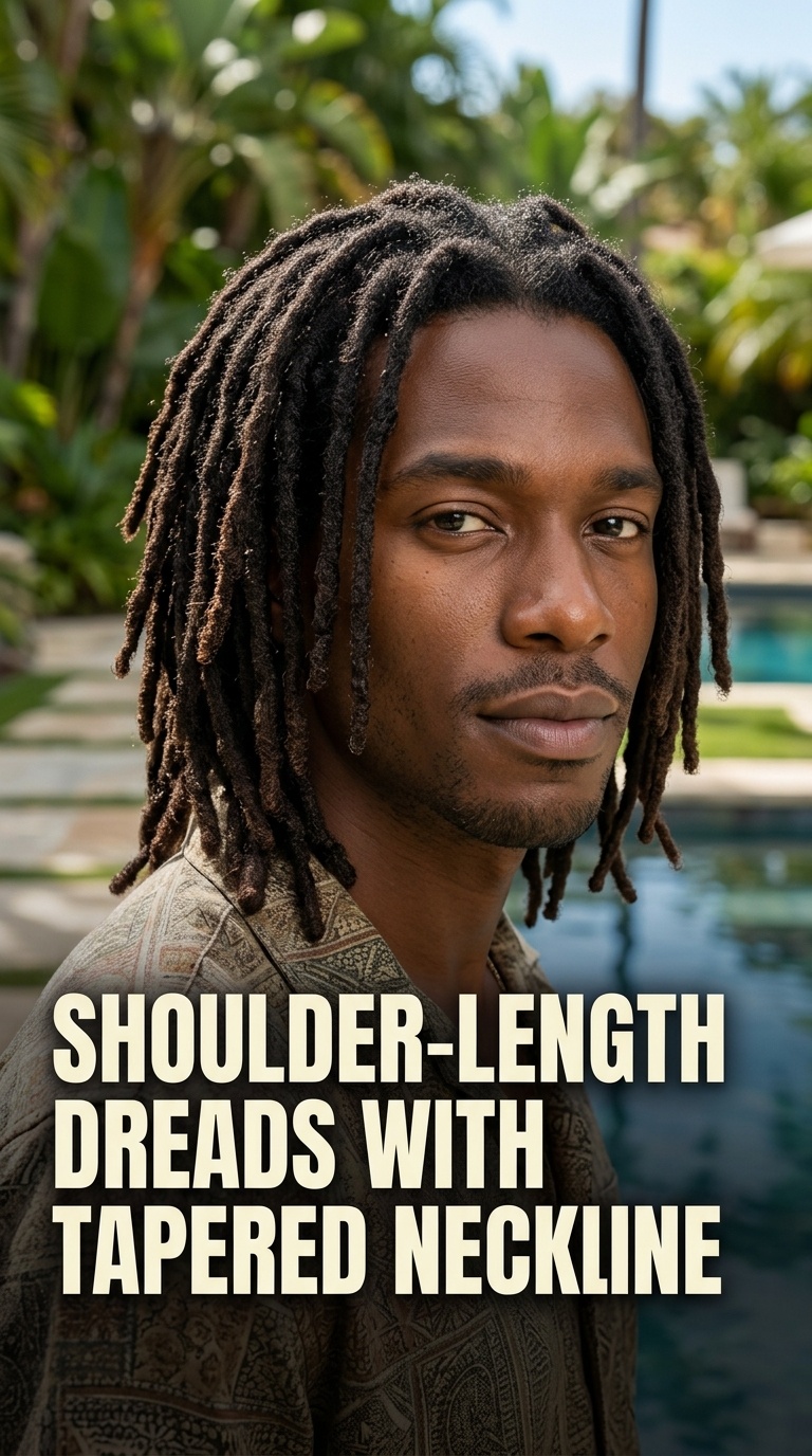Shoulder-Length Dreads with Tapered Neckline