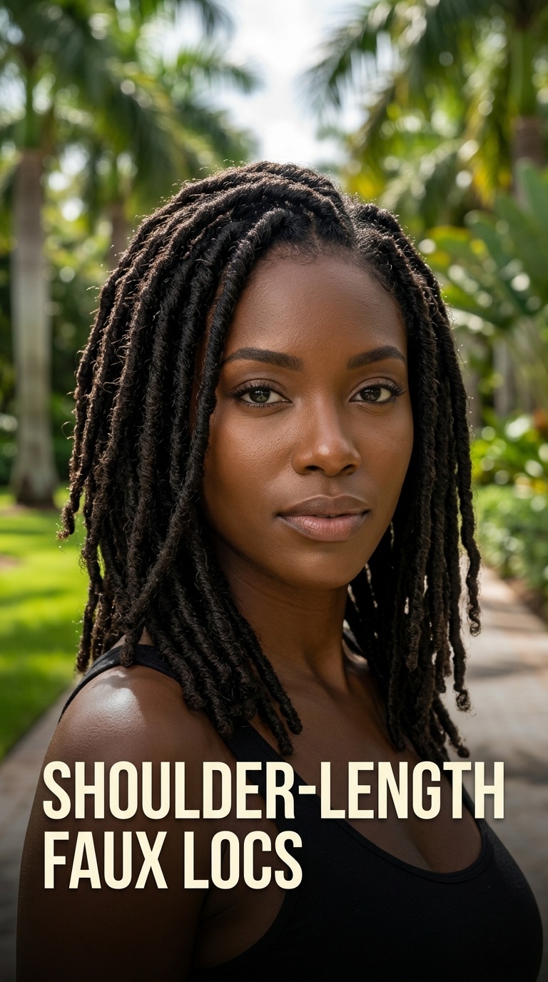 Shoulder-Length Faux Locs