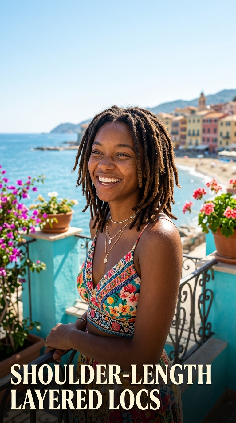 Shoulder-Length Layered Locs