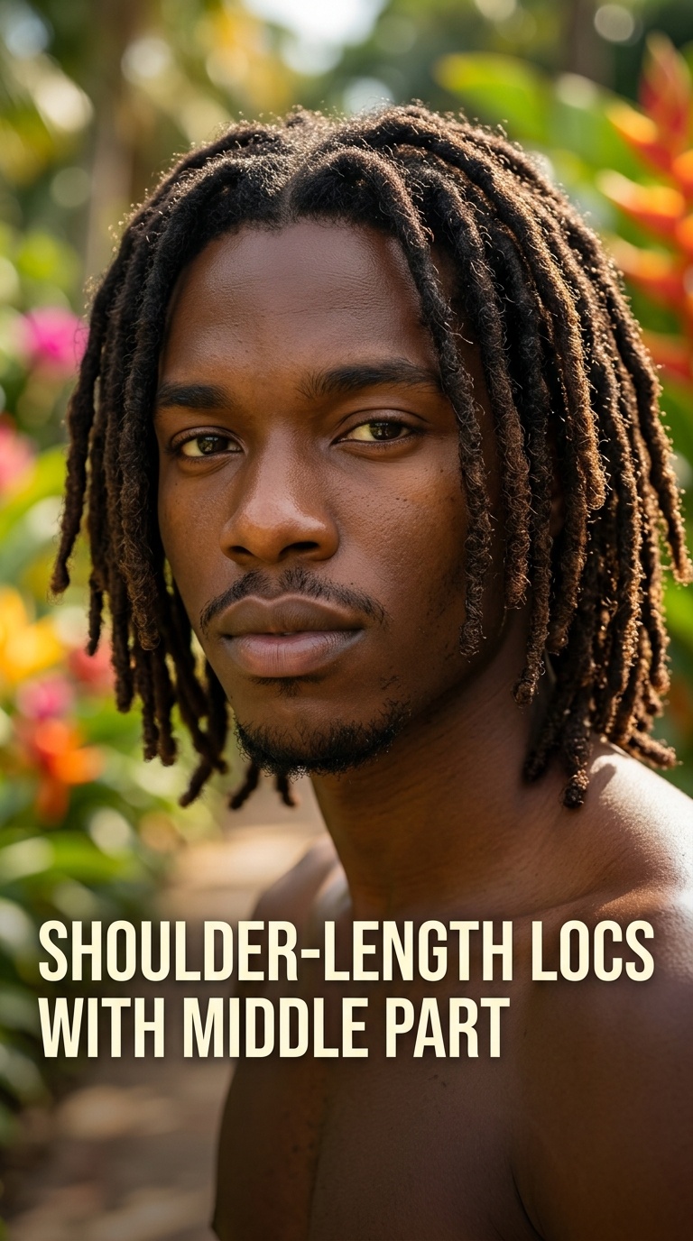 Shoulder-Length Locs with Middle Part