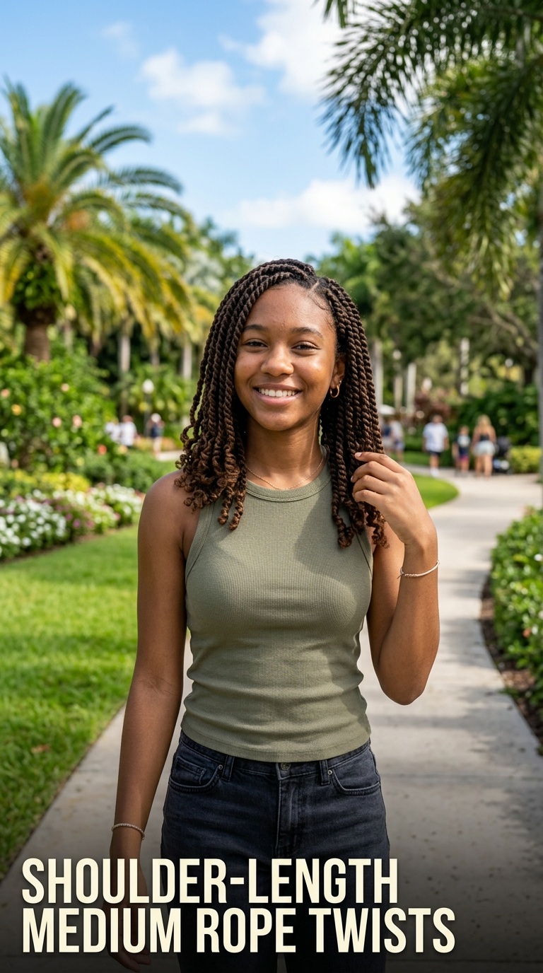 Shoulder-Length Medium Rope Twists