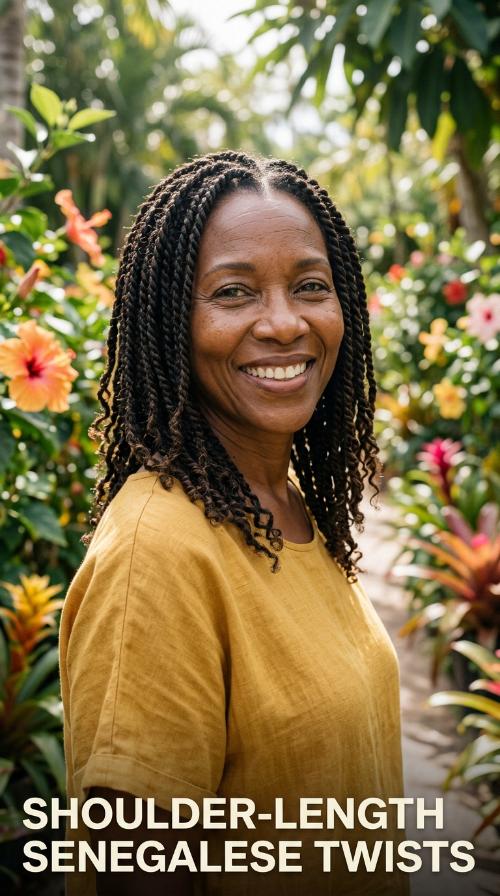 Shoulder-Length Senegalese Twists
