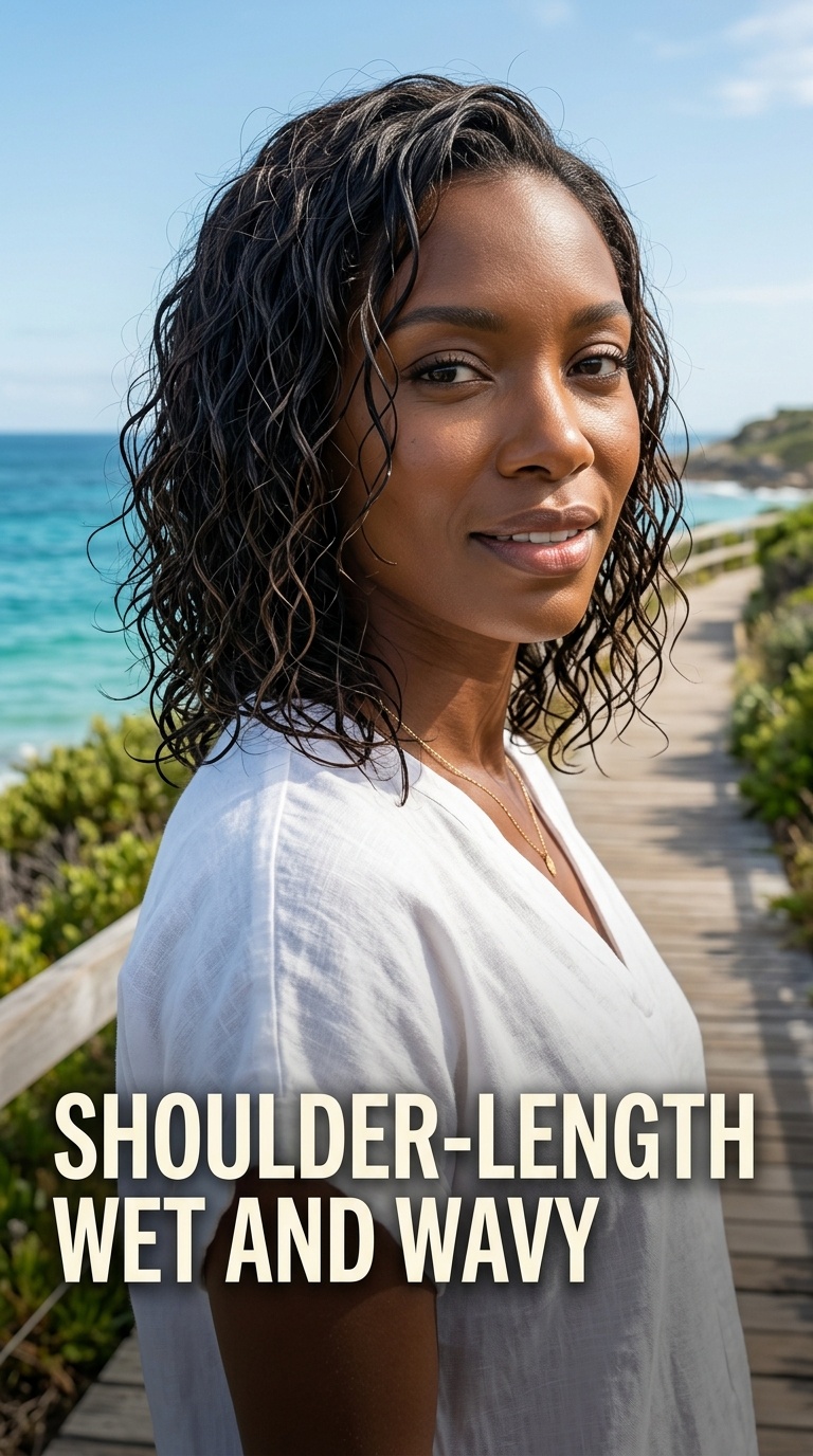 Shoulder-Length Wet and Wavy