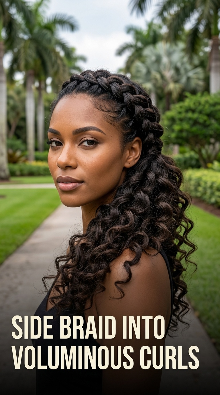 Side Braid into Voluminous Curls