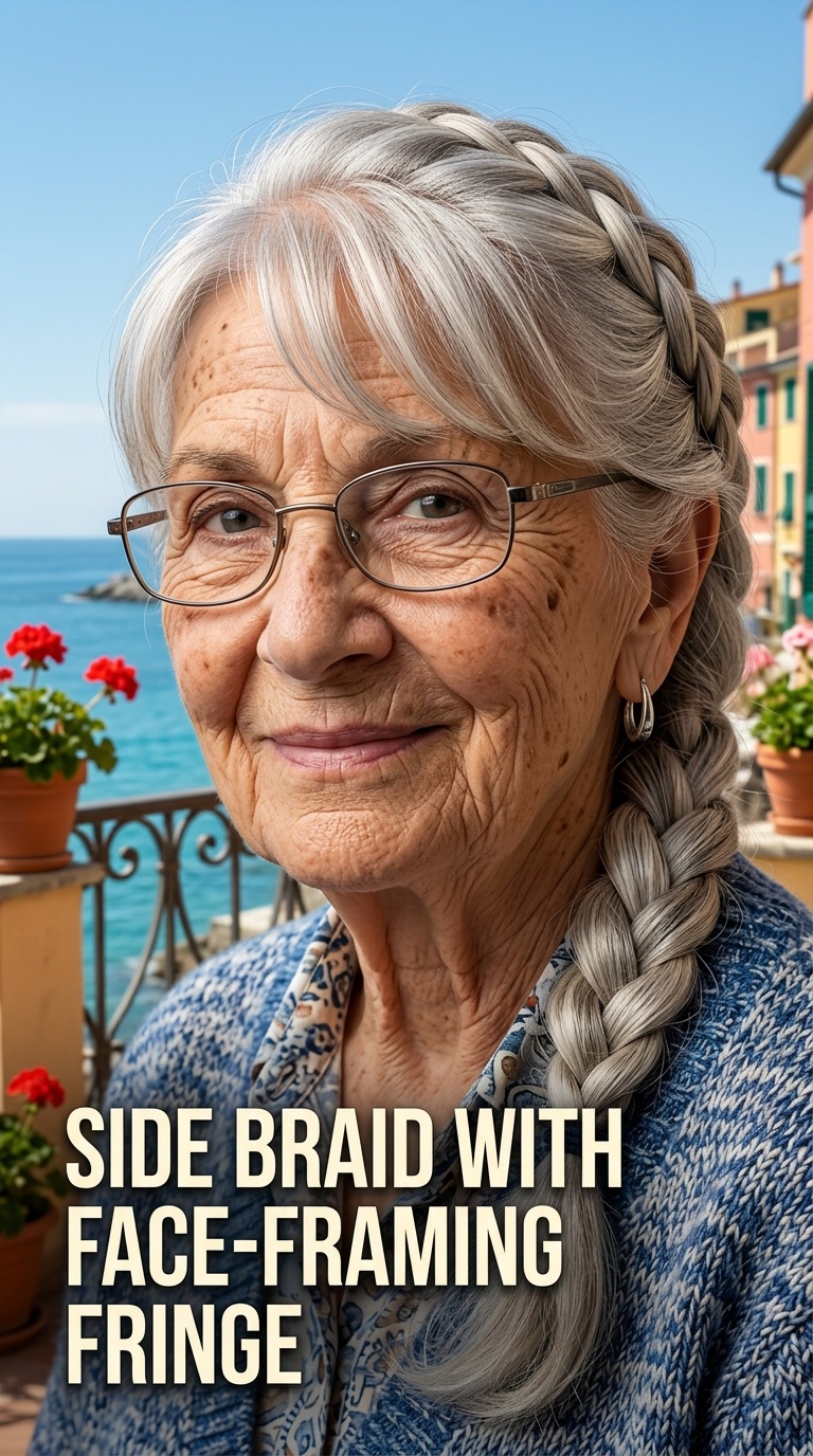 Side Braid with Face-Framing Fringe