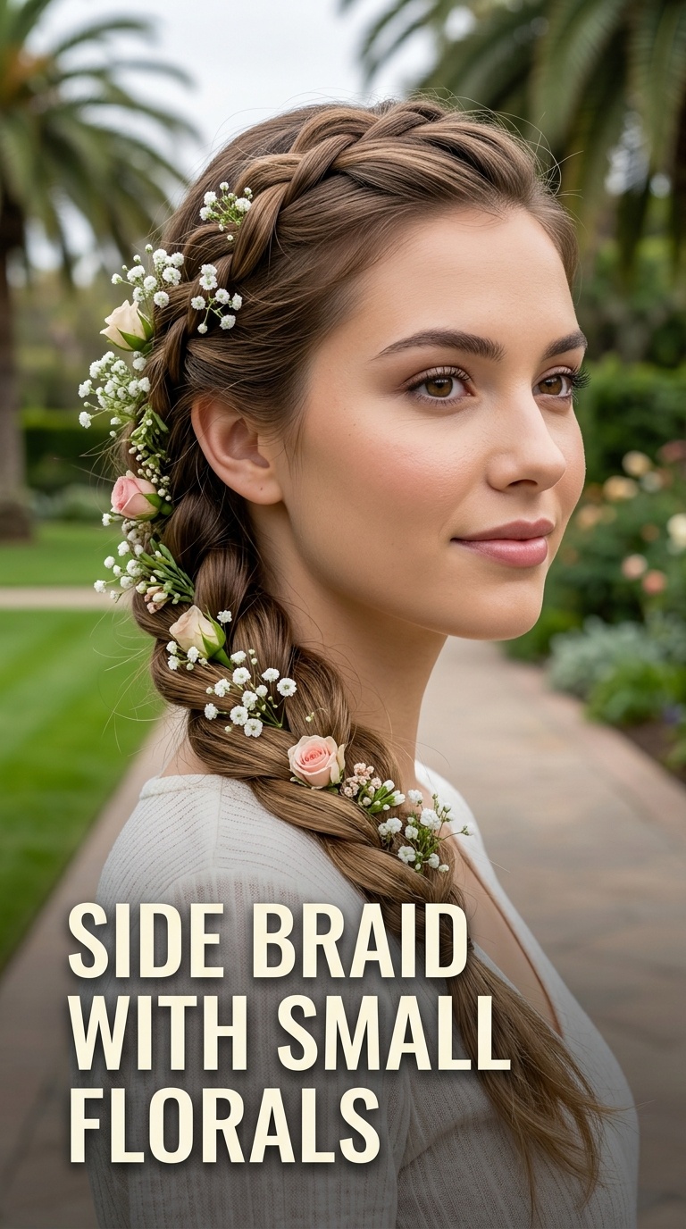 Side Braid with Small Florals