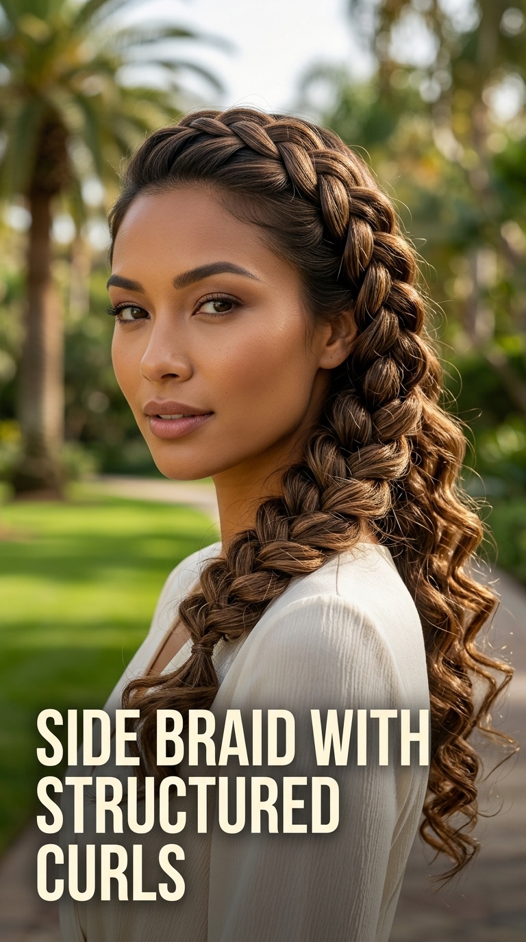 Side Braid with Structured Curls