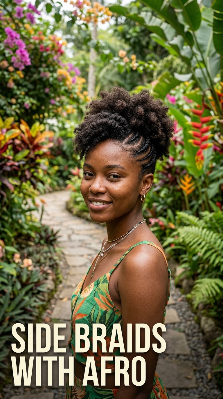 Side Braids with Afro