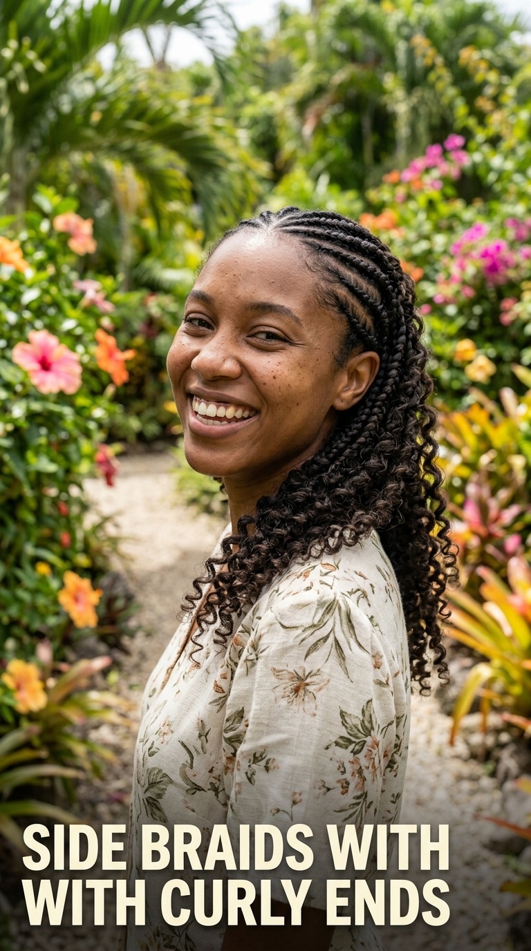 Side Braids with Curly Ends