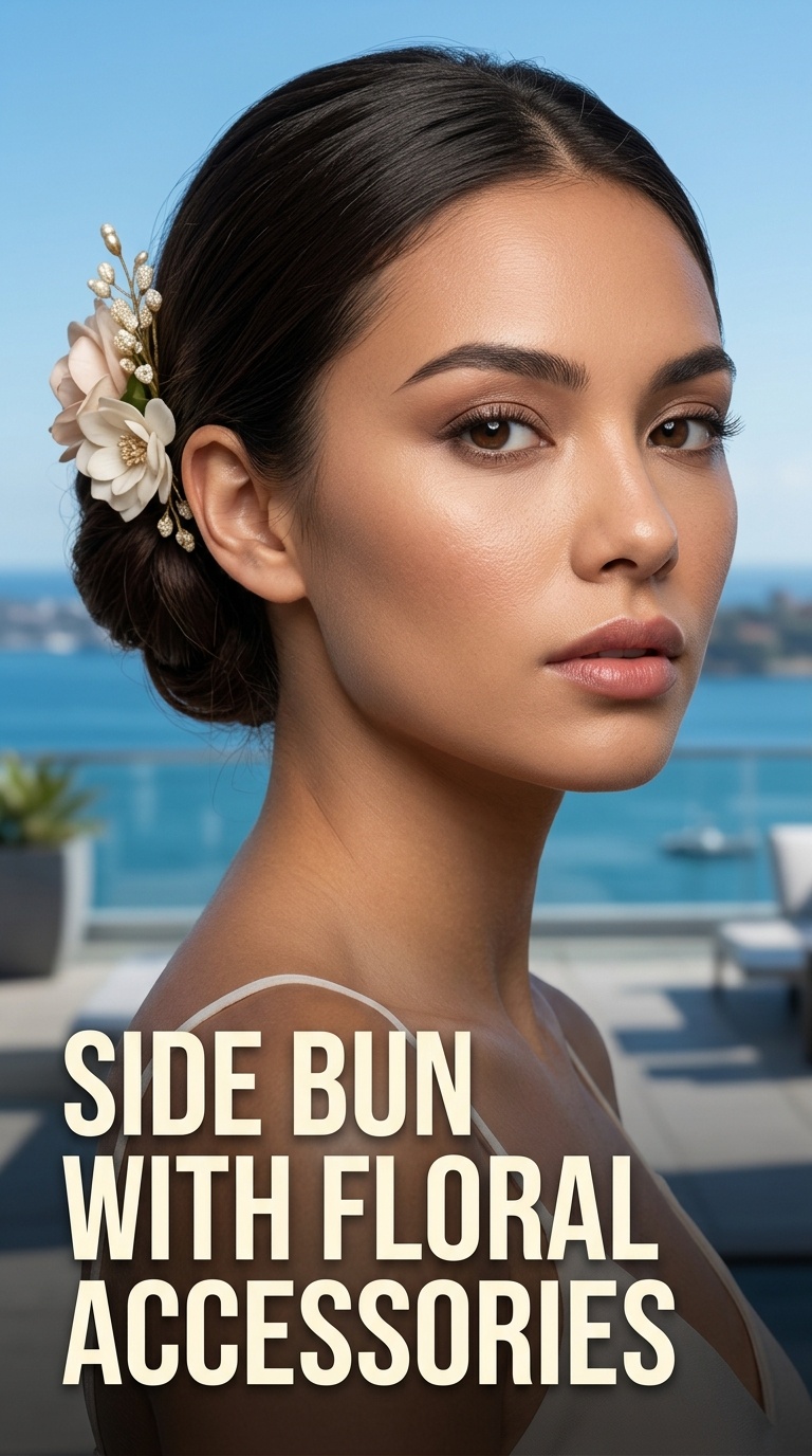 Side Bun with Floral Accessories