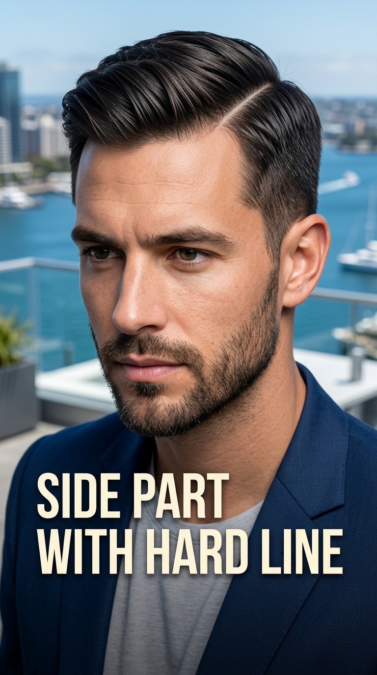 Side Part with Hard Line