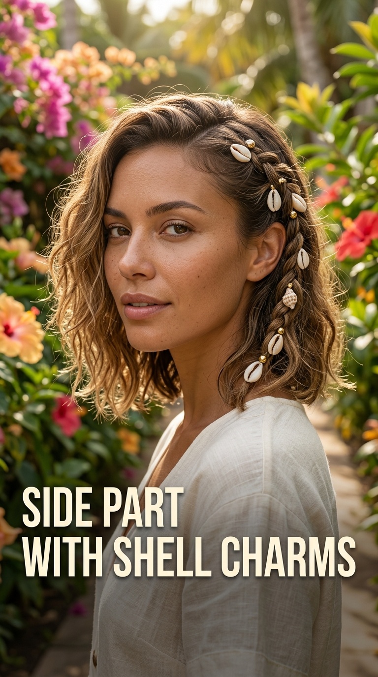 Side Part with Shell Charms