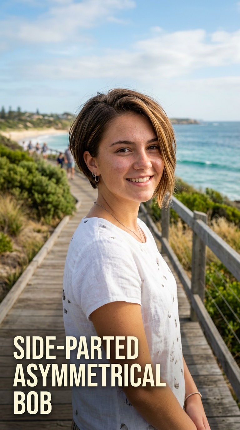 Side-Parted Asymmetrical Bob