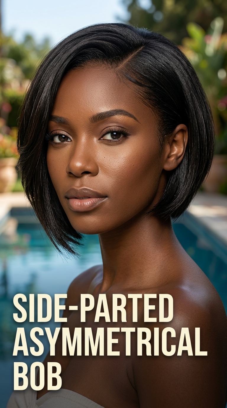 Side-Parted Asymmetrical Bob