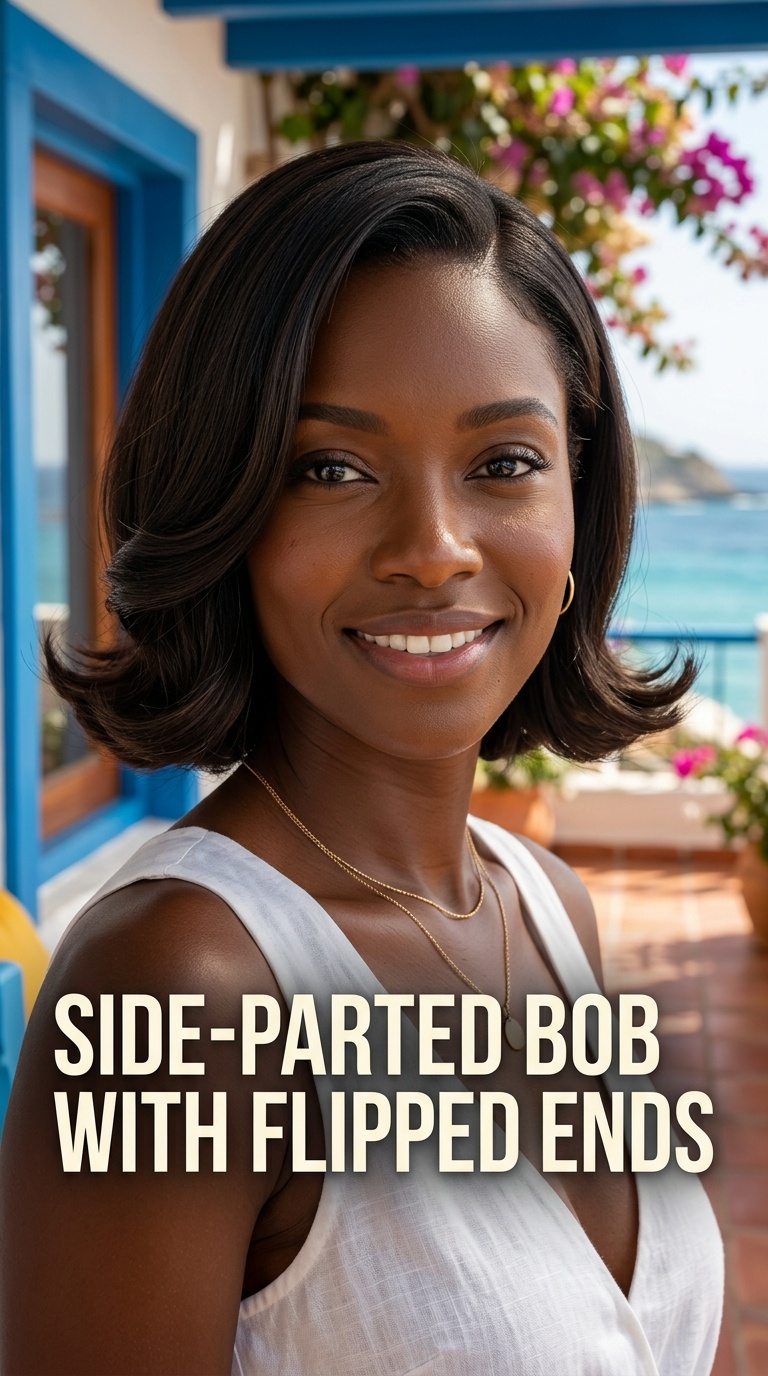 Side-Parted Bob with Flipped Ends