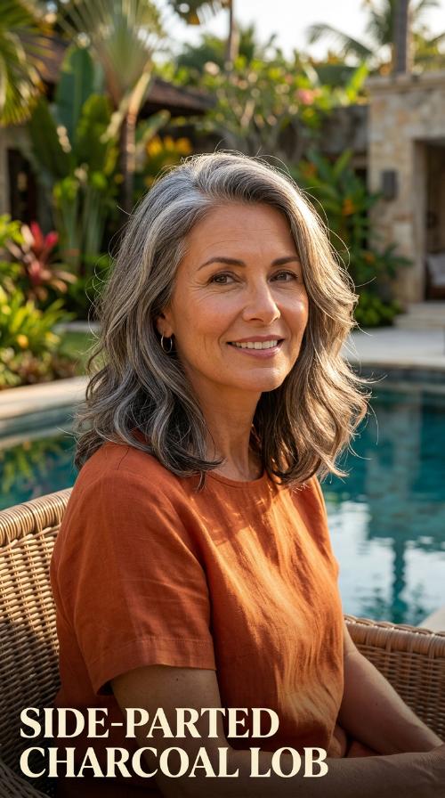 Side-Parted Charcoal Lob