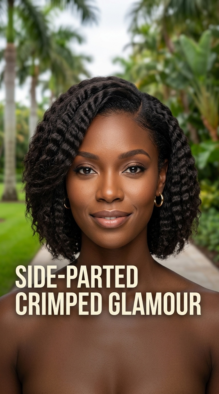 Side-Parted Crimped Glamour