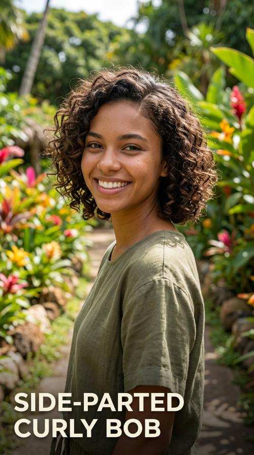 Side-Parted Curly Bob