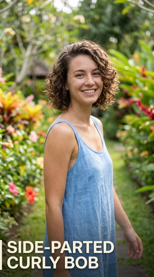 Side-Parted Curly Bob