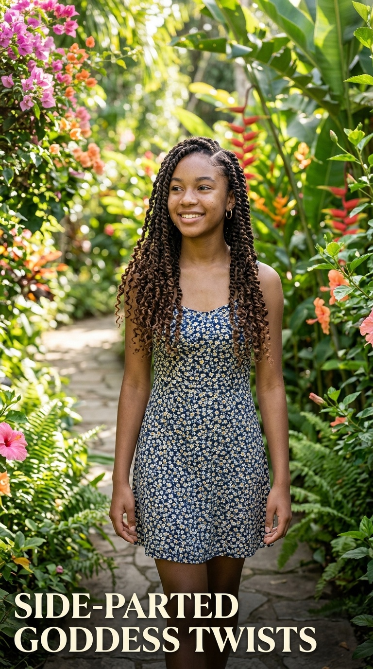 Side-Parted Goddess Twists