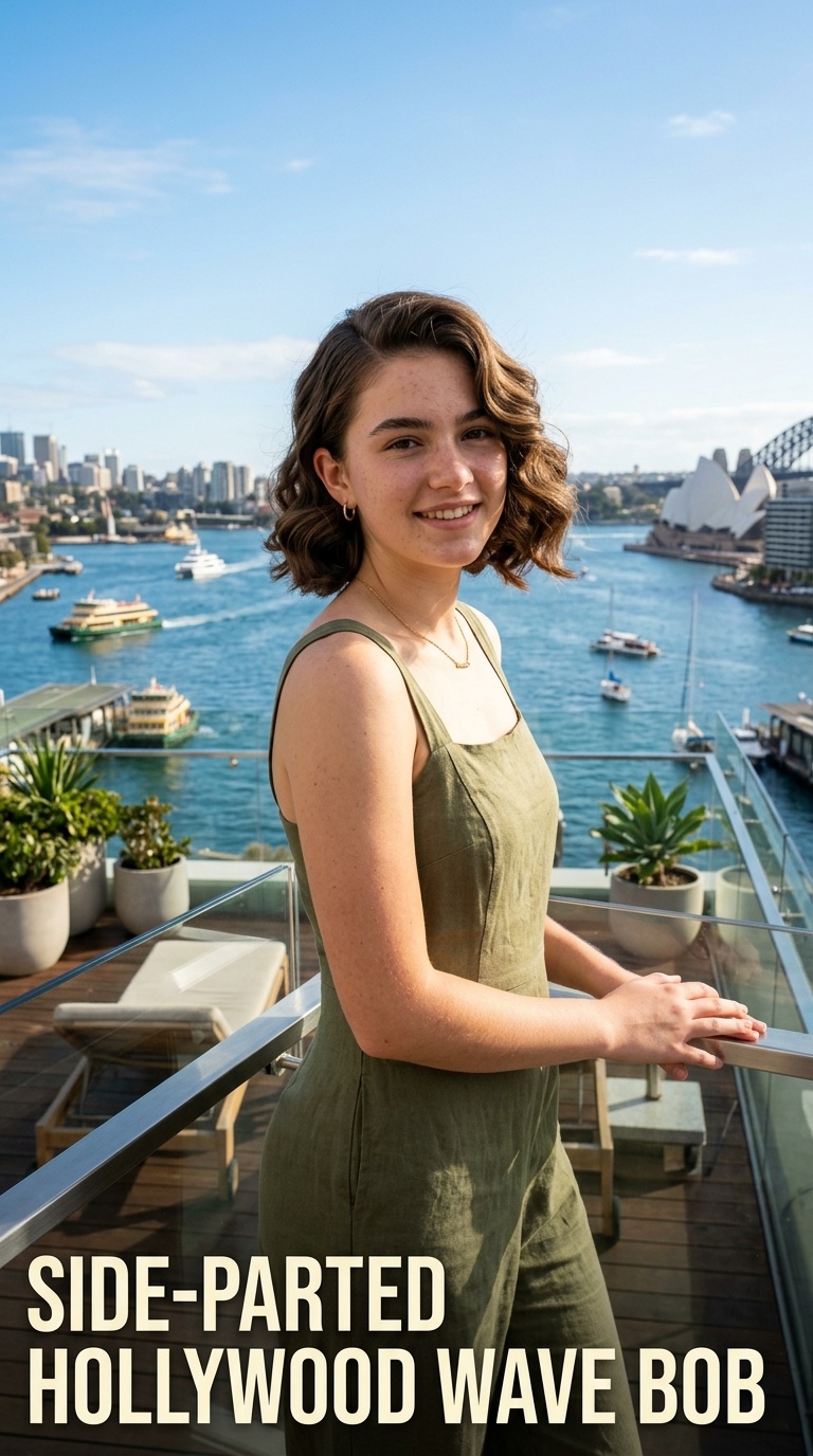 Side-Parted Hollywood Wave Bob