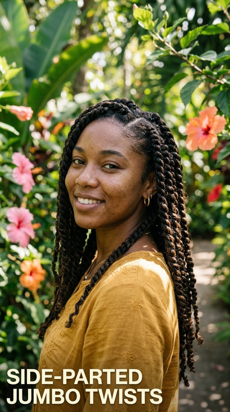 Side-Parted Jumbo Twists