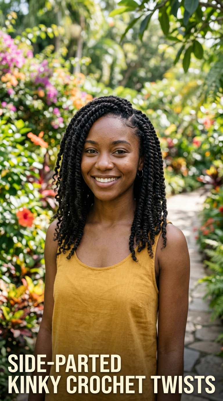 Side-Parted Kinky Crochet Twists