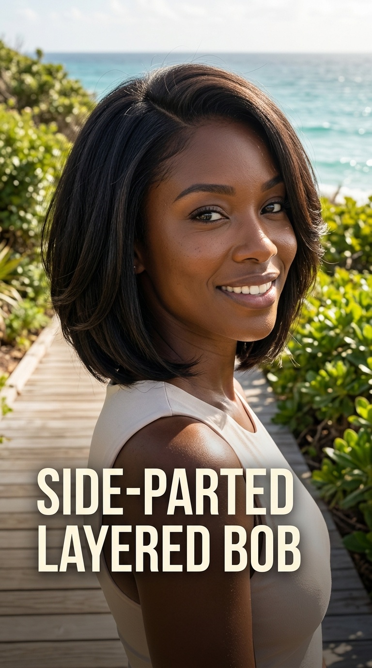 Side-Parted Layered Bob