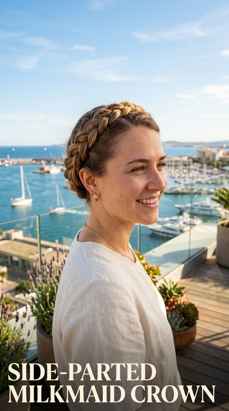 Side-Parted Milkmaid Crown