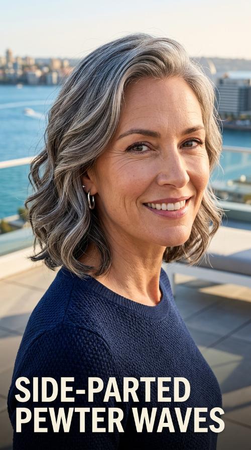 Side-Parted Pewter Waves