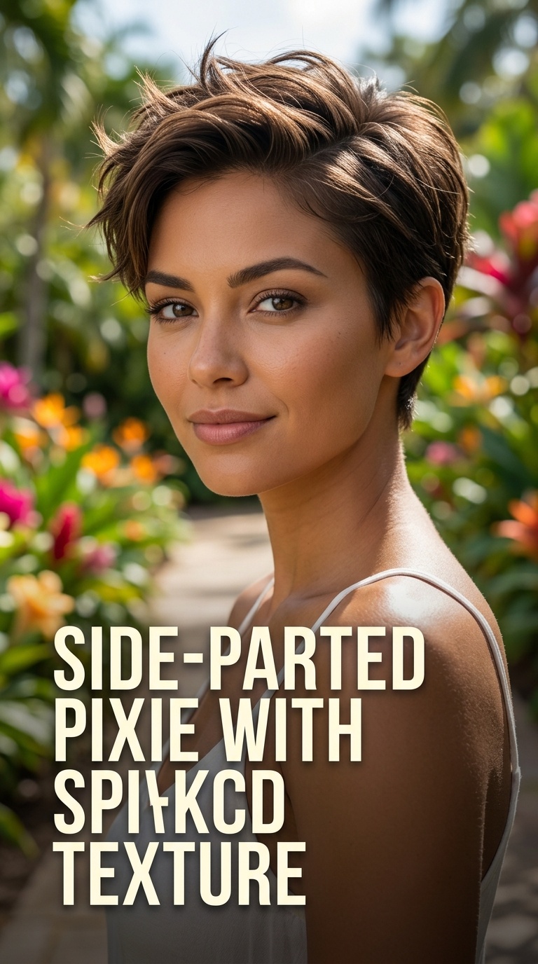 Side-Parted Pixie with Spiked Texture