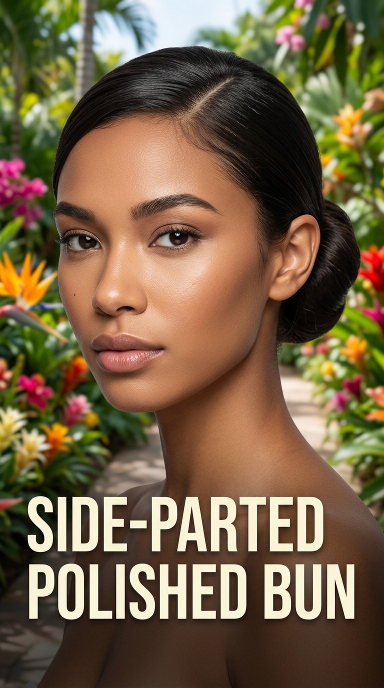 Side-Parted Polished Bun