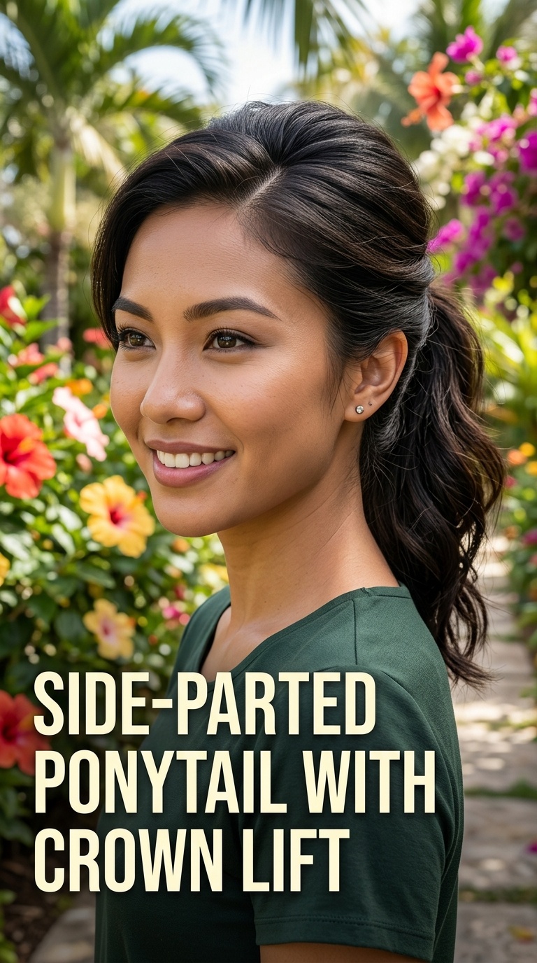 Side-Parted Ponytail with Crown Lift