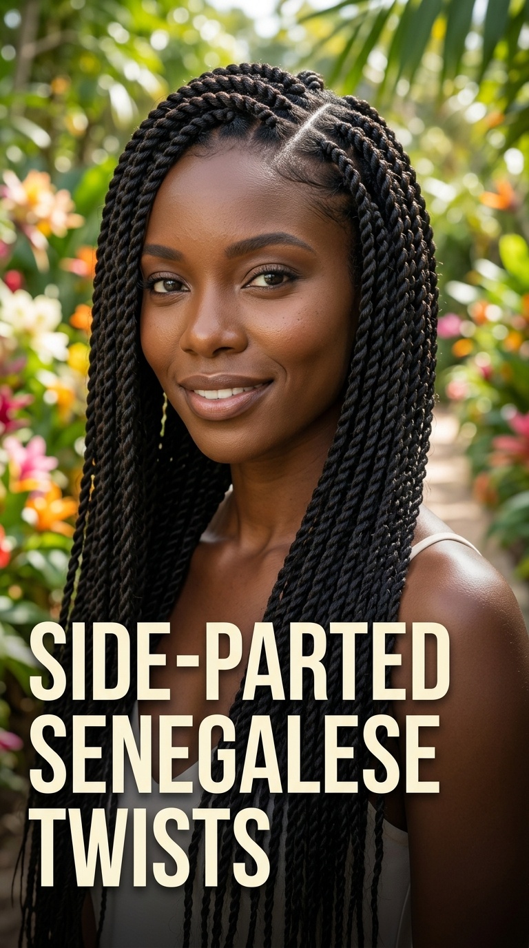 Side-Parted Senegalese Twists