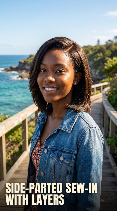 Side-Parted Sew-in with Layers