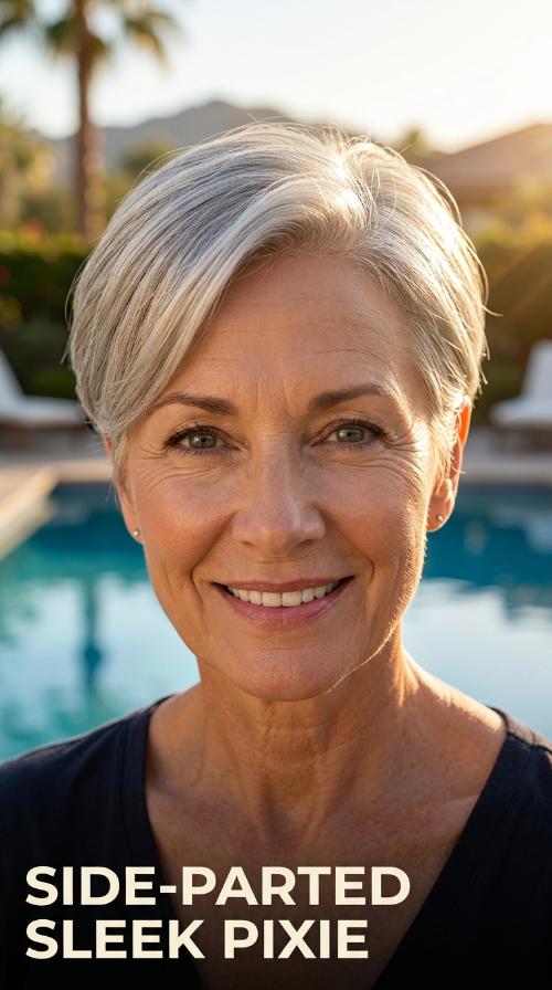 Side-Parted Sleek Pixie