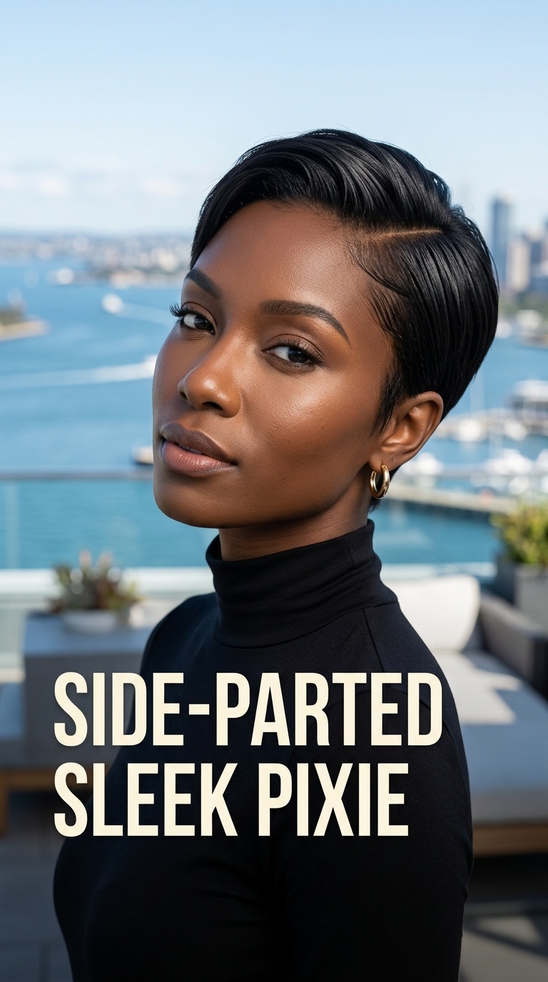 Side-Parted Sleek Pixie