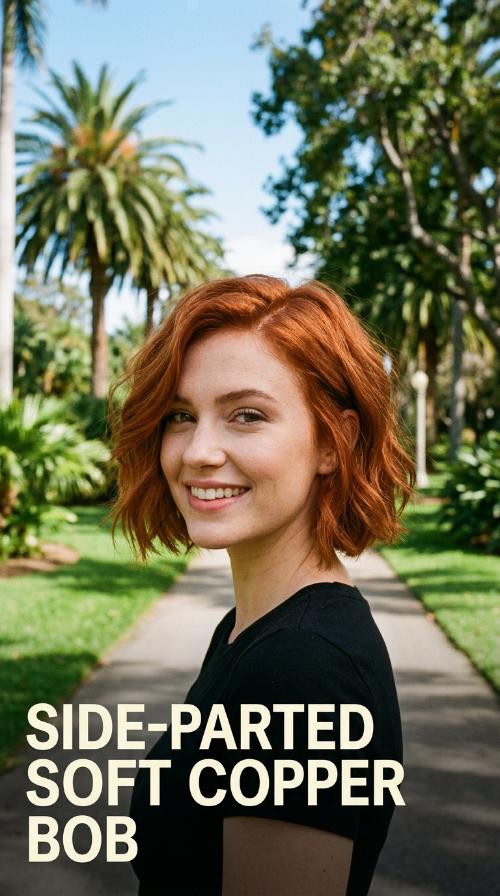 Side-Parted Soft Copper Bob