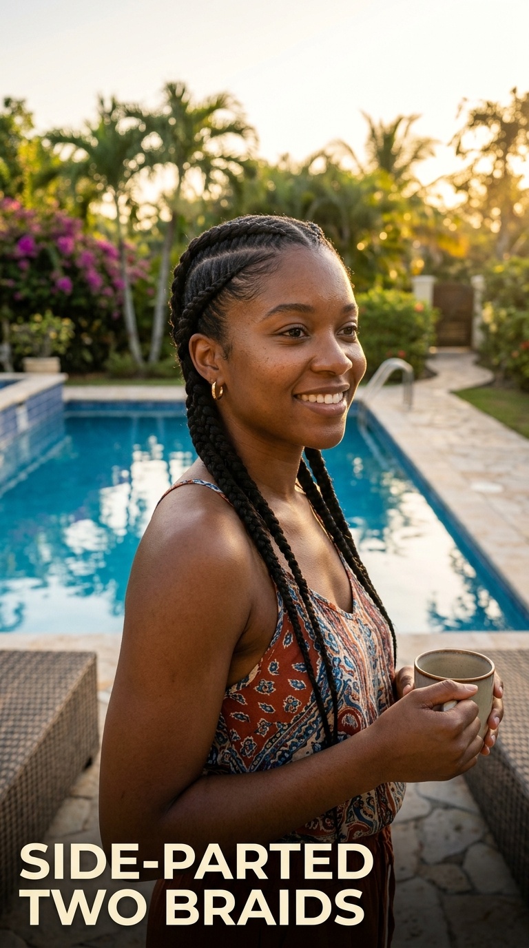 Side-Parted Two Braids