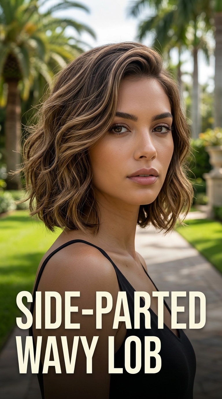 Side-Parted Wavy Lob