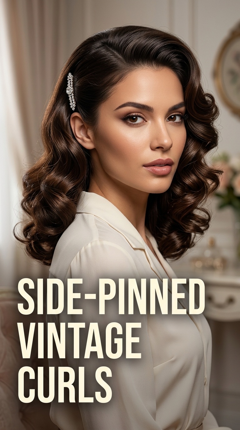 Side-Pinned Vintage Curls
