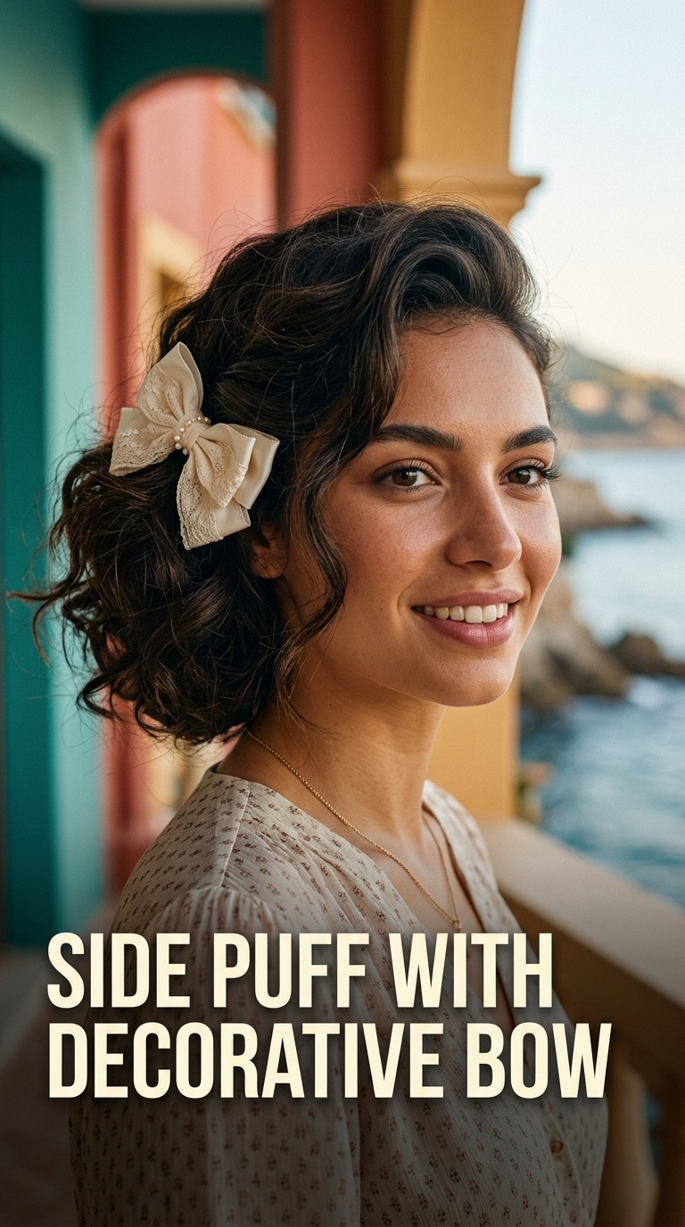 Side Puff with Decorative Bow
