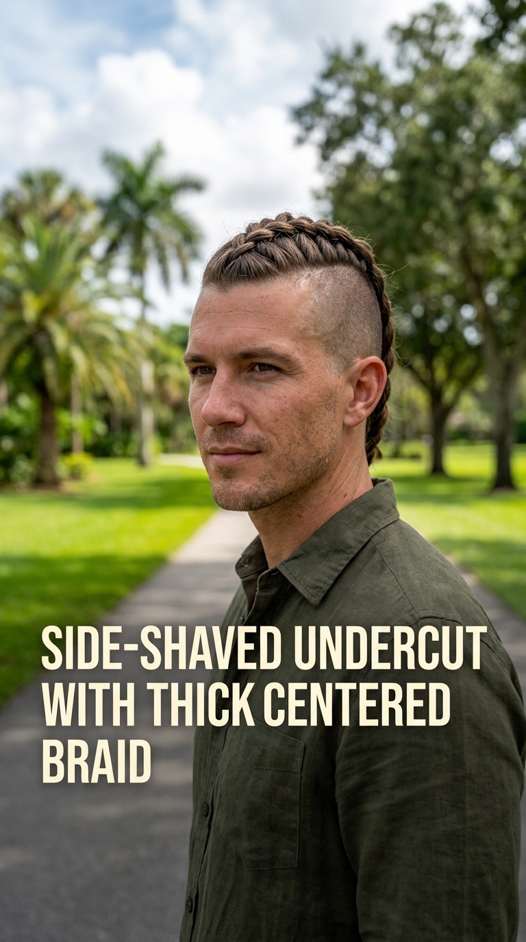 Side-Shaved Undercut with Thick Centered Braid